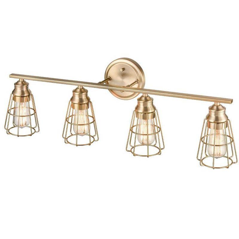 Modern Gold 4-Light Metal Cage Vanity Fixture