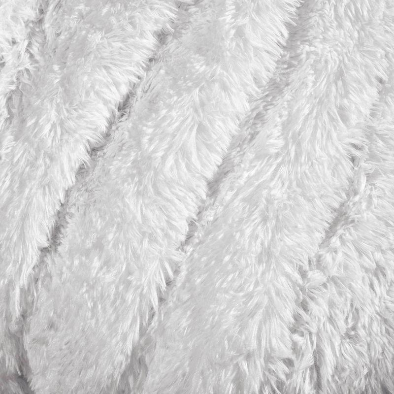 Luxurious Emma 60"x50" White Faux Fur Reversible Throw Blanket