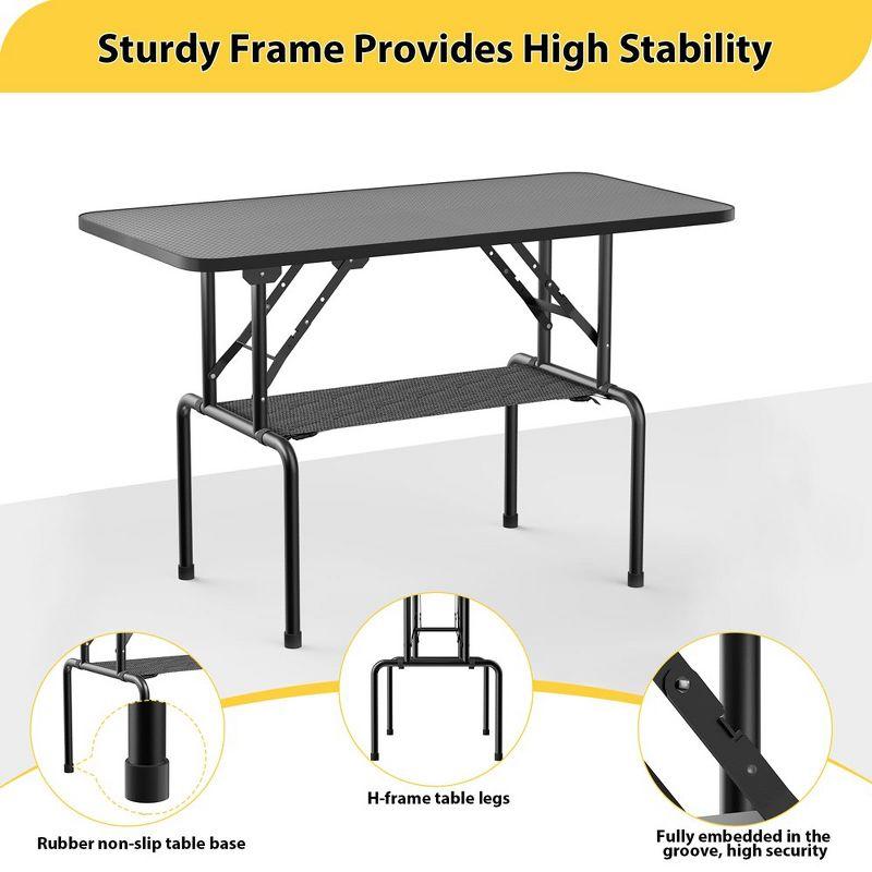 LOVMOR 36 Inch Dog Grooming Table,Foldable Pet Grooming Tables at Home with Adjustable Arm,Nooses, Mesh Tray