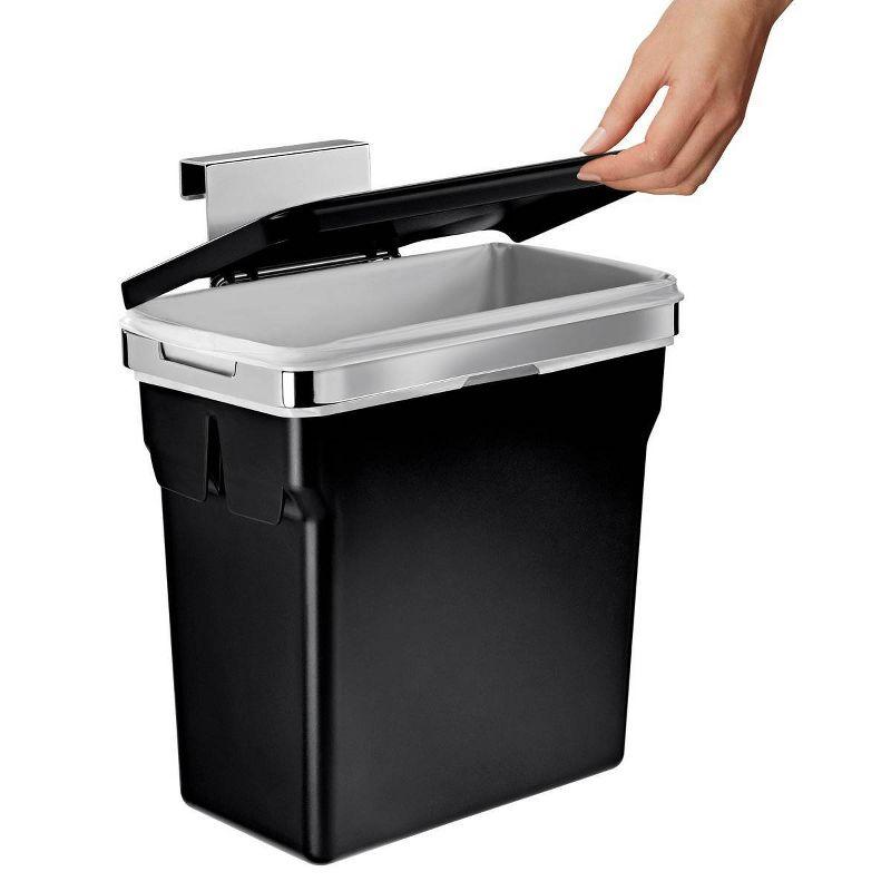 2.6 Gal Black Plastic Flip Lid Trash Can with Heavy Duty Steel Frame