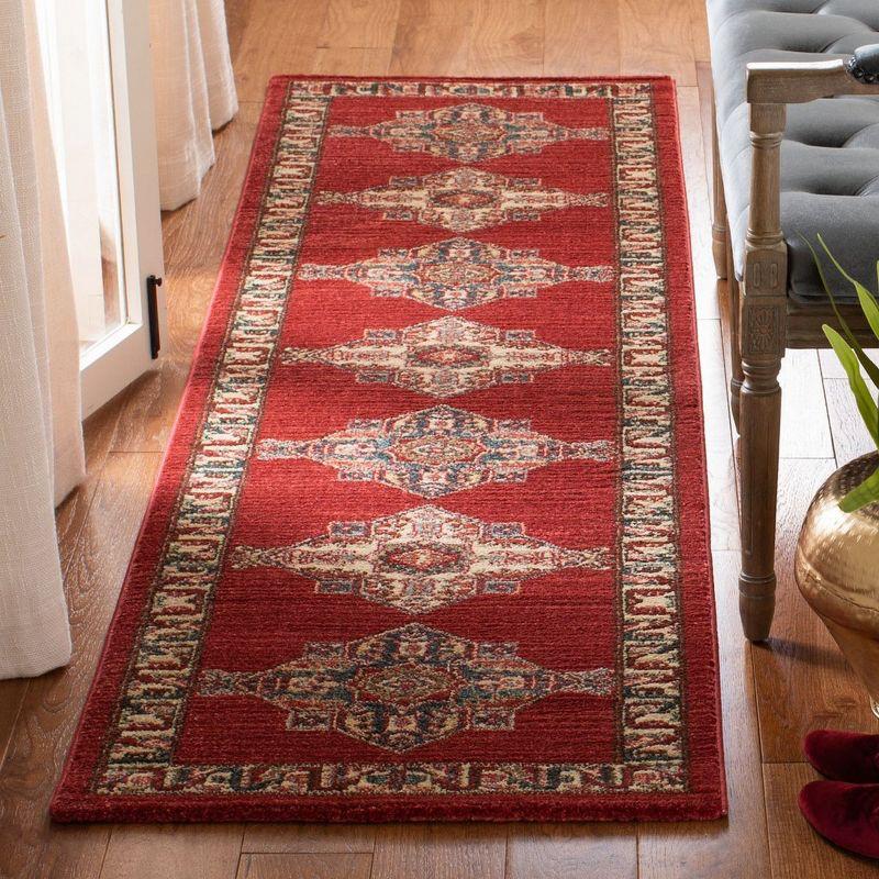 Mahal Red and Creme Synthetic Area Rug 2'-2" x 8'