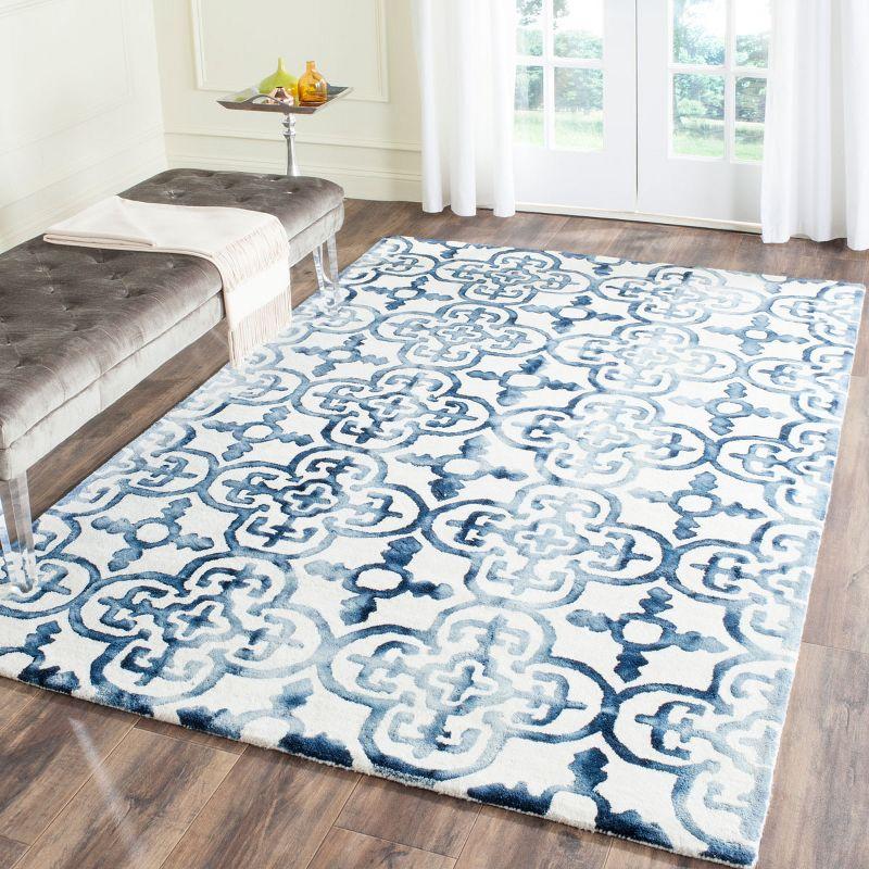 Ivory and Navy Hand-Tufted Wool Area Rug