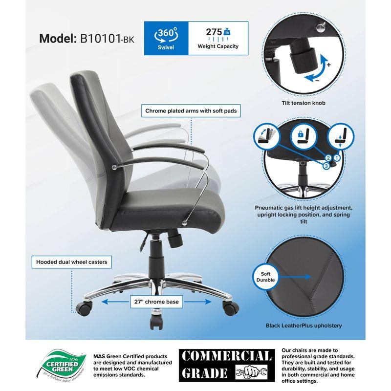 Luxurious High-Back Black LeatherPlus Executive Swivel Chair