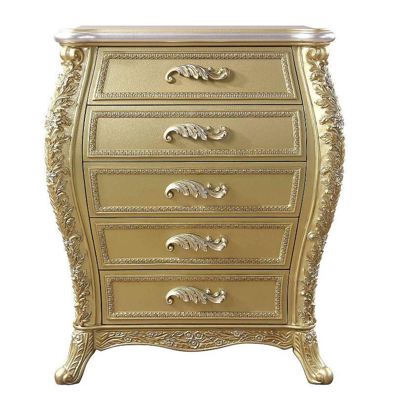 Acme Furniture 46" Cabriole Decorative Storage Drawer Gold Finish: 5-Drawer, Wood Composite, No Assembly Required