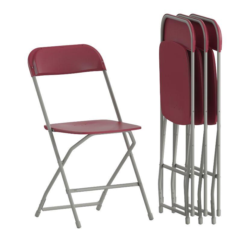 Emma and Oliver Folding Chair - Red Plastic - 4 Pack 650LB Weight Capacity - Event Chair