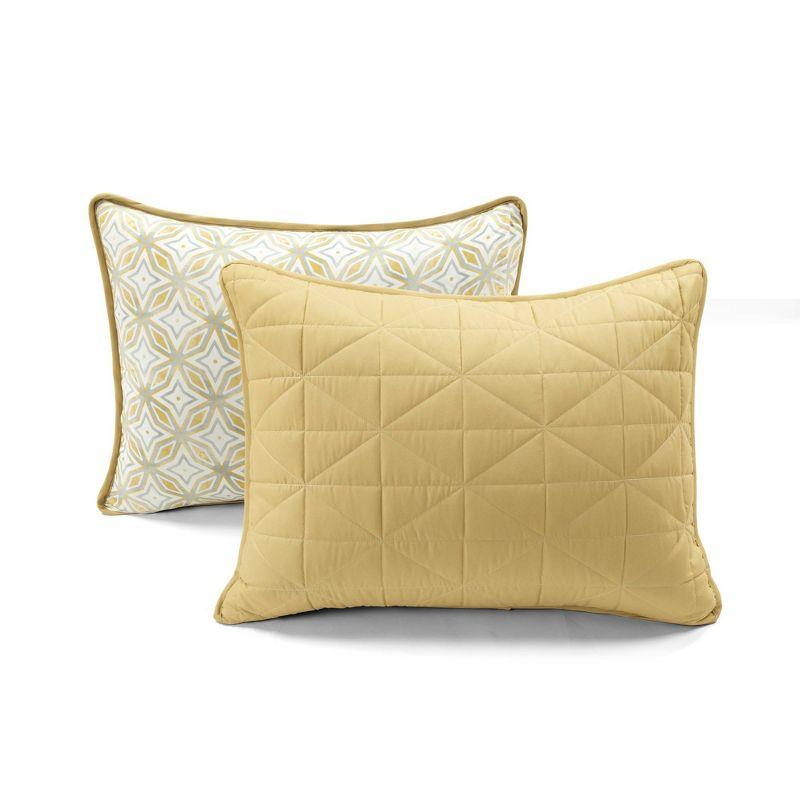 Mid-Century Modern Geo Reversible Quilt & Sham Set Yellow - Lush Décor