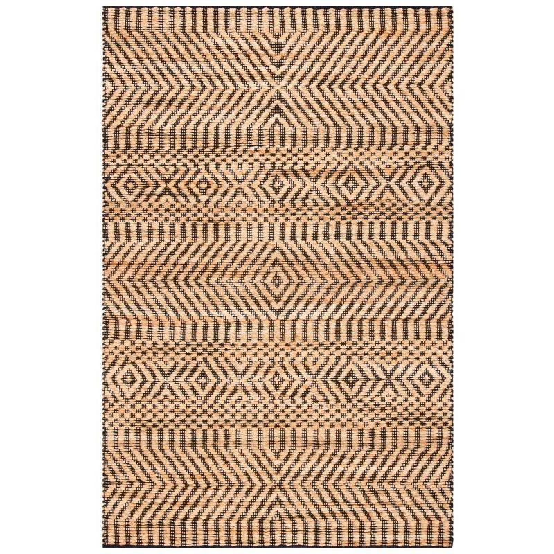 Handwoven Natural and Black Kilim 4' x 6' Area Rug