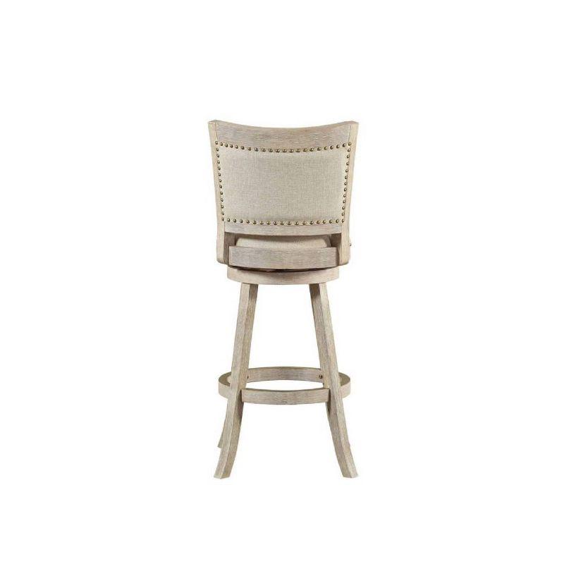 29" Melrose Swivel Barstool Ivory Wire Brush - Boraam: Rubberwood Frame, Linen Upholstery, Brass Nailheads