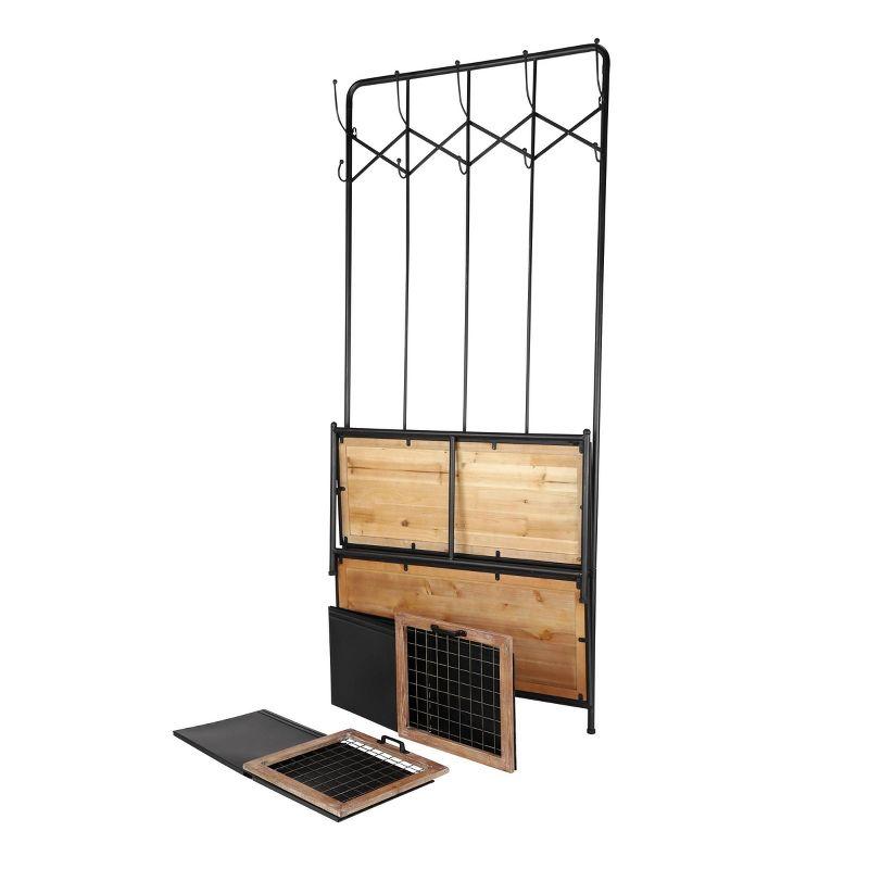 Hall Tree Coat Rack with Storage Drawers Black - Olivia & May: Entryway Organizer, 10 Hooks, Metal Frame