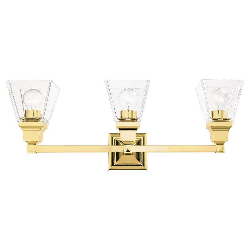 Polished Brass 3-Light Vanity with Clear Glass Shades