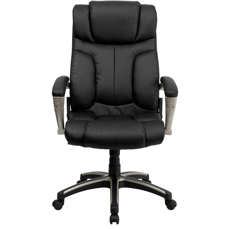 Flash Furniture Hansel High Back Folding Black LeatherSoft Executive Swivel Office Chair with Arms