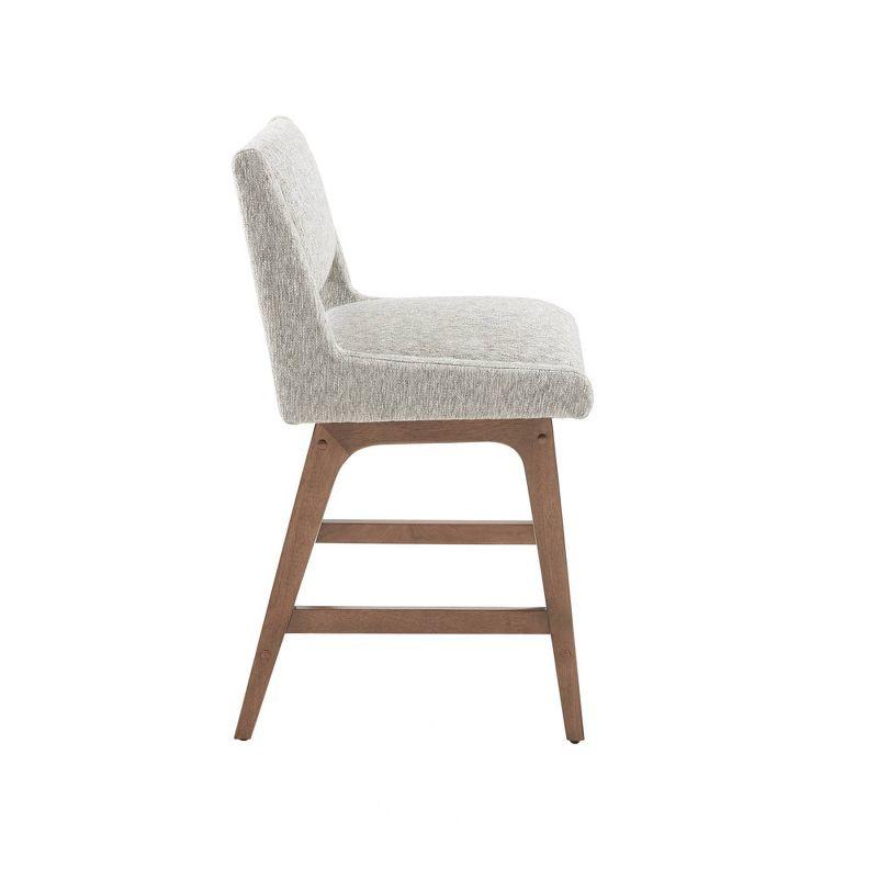 Boomerang Counter Height Barstool Light Gray: Upholstered, Pecan Finish Legs, 300 lbs Capacity