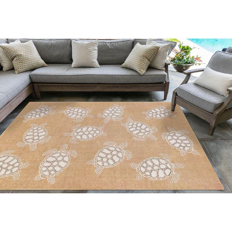 Liora Manne Carmel Vintage Floral Indoor/Outdoor Rug Sand 3'3" x 4'11"