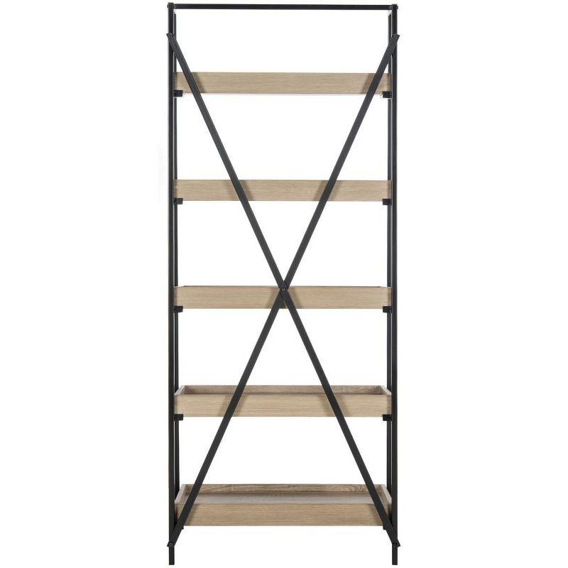 Joel 63'' Black Iron and Oak Finish 5-Tier Etagere