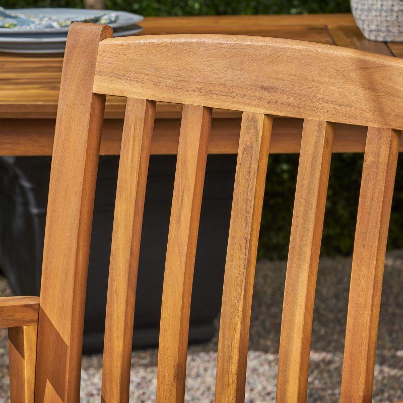 Christopher Knight Home Lepage Outdoor Acacia Wood 7 Piece Dining Set with Water Resistant Cushion, Cream/Brown