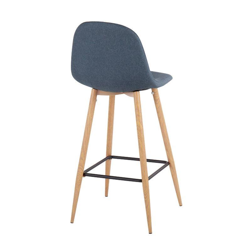 Blue Fabric and Metal Swivel Barstools, 39.25" Height, Set of 2