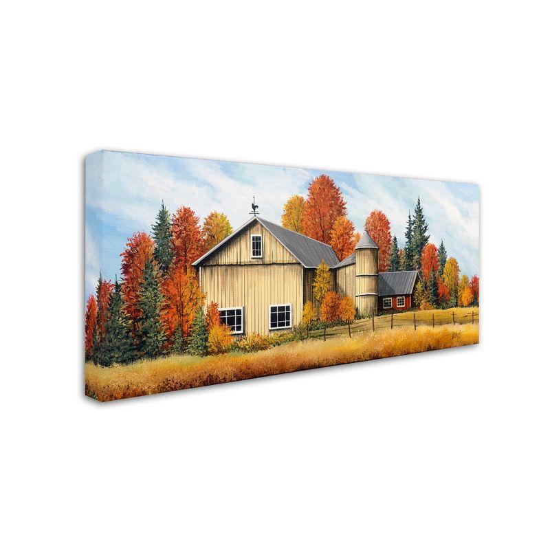 Autumn Cottage Landscape Framed Canvas Art 10"x19"