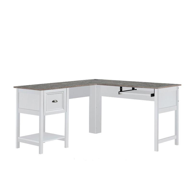 Saint Birch Ansel 56 inches L-Desk with Keyborad Pullout Tray, White