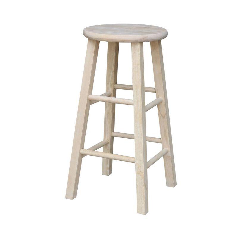 Unfinished Brown Wood Counter Height Barstool