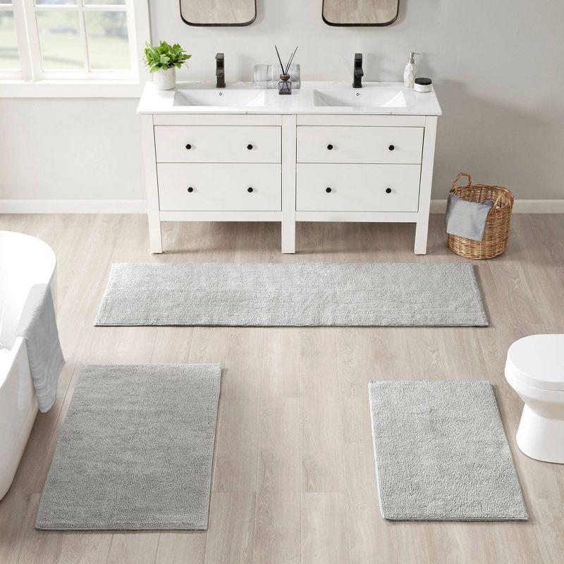 Beautyrest Plume Luxurious Cotton-Viscose 21"x34" Reversible Bath Rug in Gray