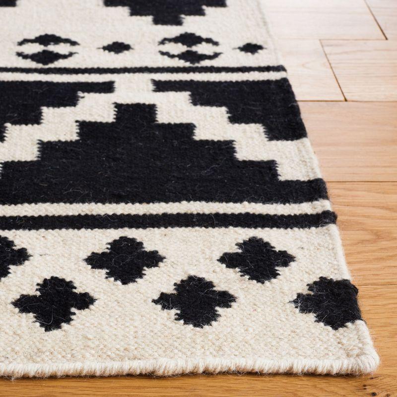 Tribal Motif Handmade Black Wool 6' Square Area Rug