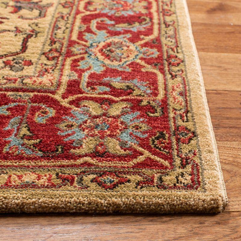 Elegant Red and Beige 3' x 5' Hand-Knotted Synthetic Area Rug