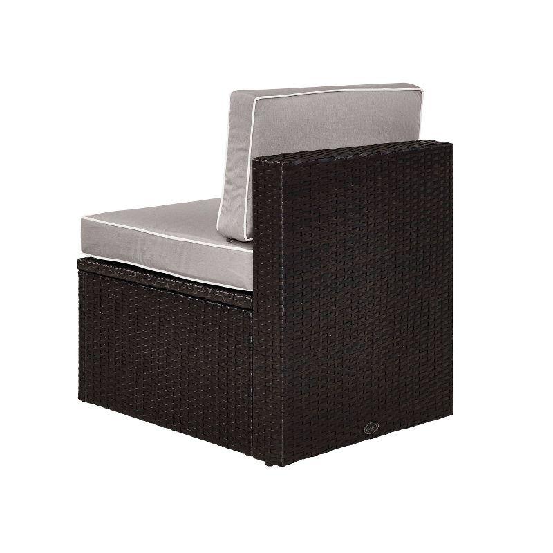 Palm Harbor Outdoor Wicker Center Chair: Gray, Crosley - Steel Frame, UV-Resistant, Removable Cushions