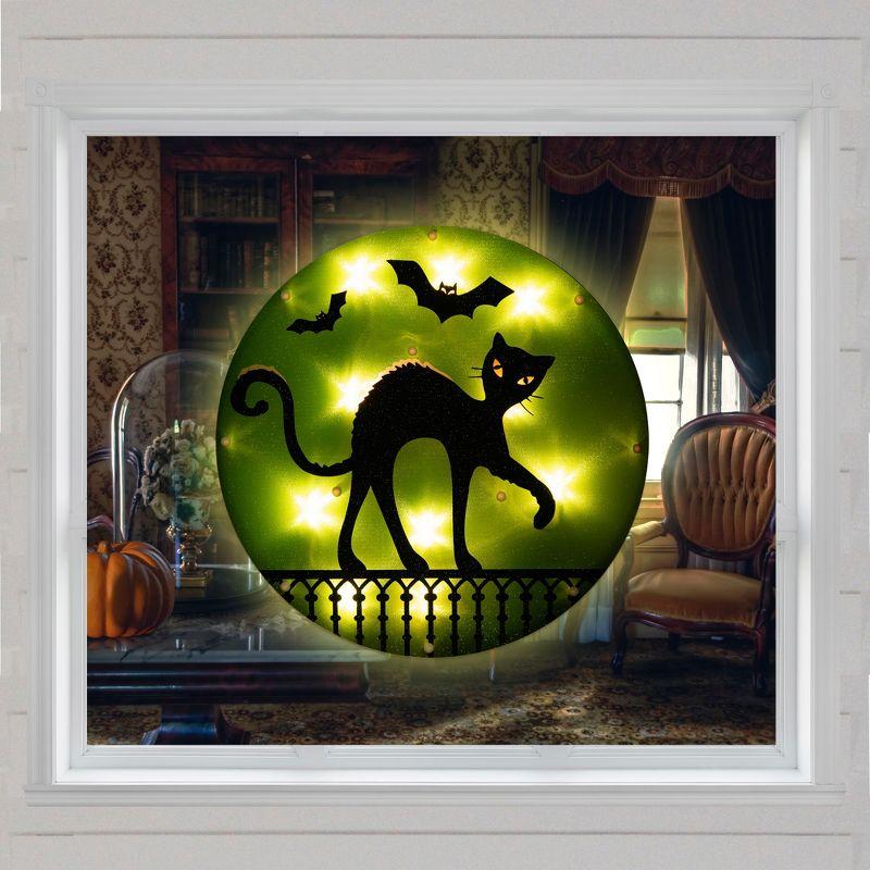 Northlight Seasonal 13.75" Lighted Black Cat Halloween Window Silhouette