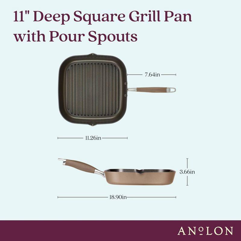 Anolon Anolon Advanced Home Hard Anodized Nonstick Deep Square Grill / Griddle Pan With Pour Spouts,11 Inch