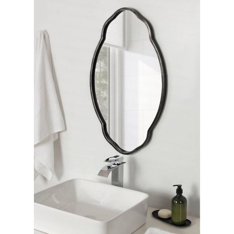 Kate & Laurel All Things Decor 18" x 30" Magritte Scalloped Oval Decorative Wall Mirror Black : Antique Finish, Metal Frame