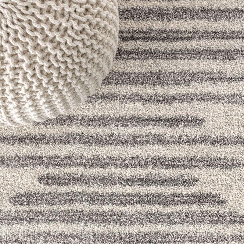 3'x5' Aya Berber Stripe Geometric Area Rug, Cream/Gray - JONATHAN Y