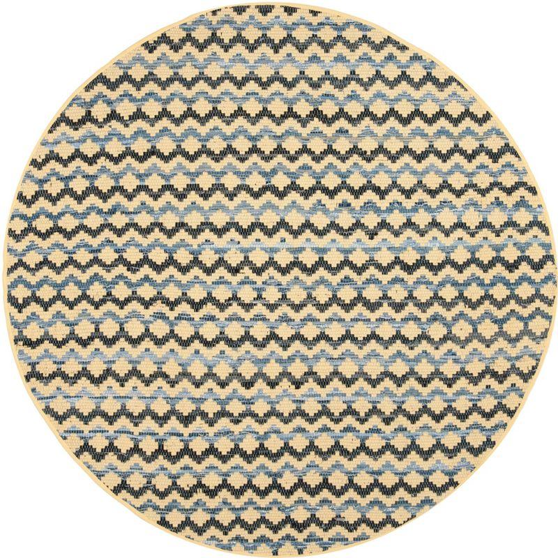 Montauk MTK120 Hand Woven Indoor Area Rug - Gold/Blue/Black - 6' Round - Safavieh