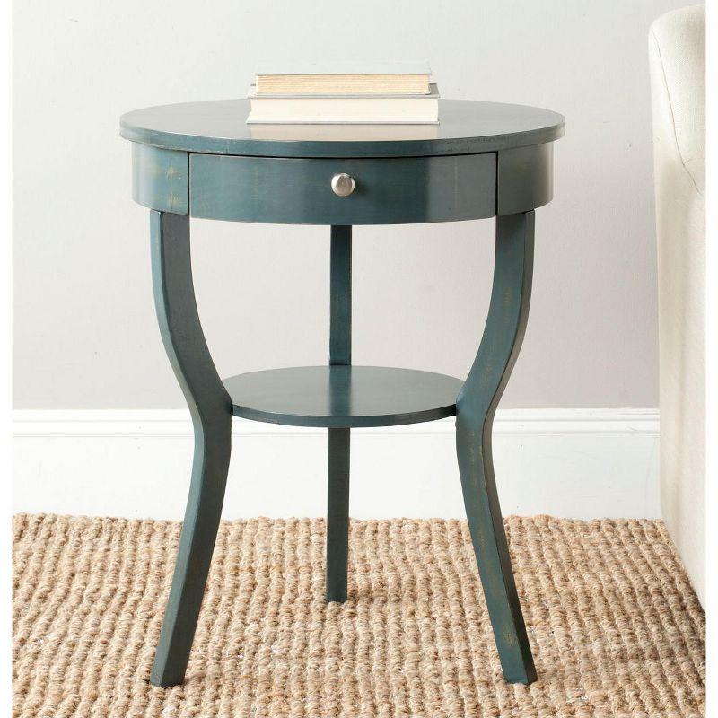 Kendra Round Pedestal End Table with Drawer  - Safavieh