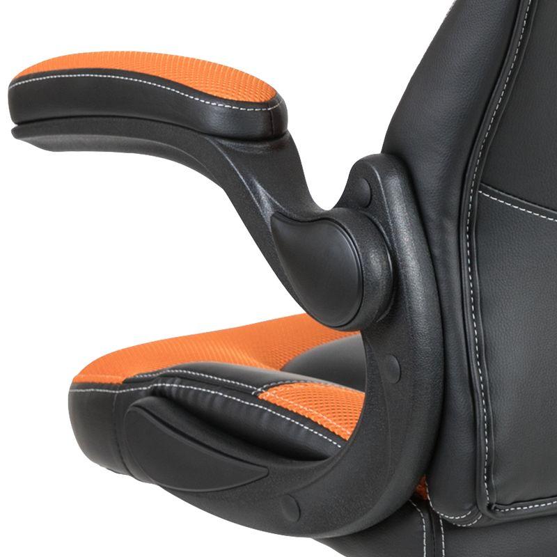 Black Nylon High-Back Ergonomic Gaming Chair with Flip-Up Arms