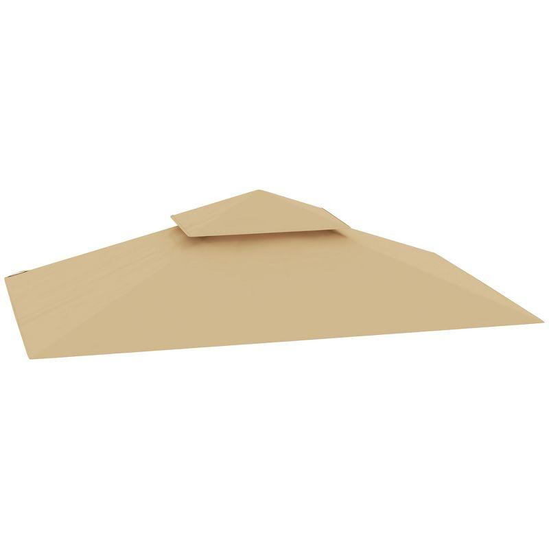 Outsunny Grill Gazebo Canopy Replacement Roof, UPF50+ Protected, 5' X 8' Outdoor BBQ Canopy Replacement Cover, Double Tiered Grill Canopy Replacement Cover, TOP COVER ONLY, Beige