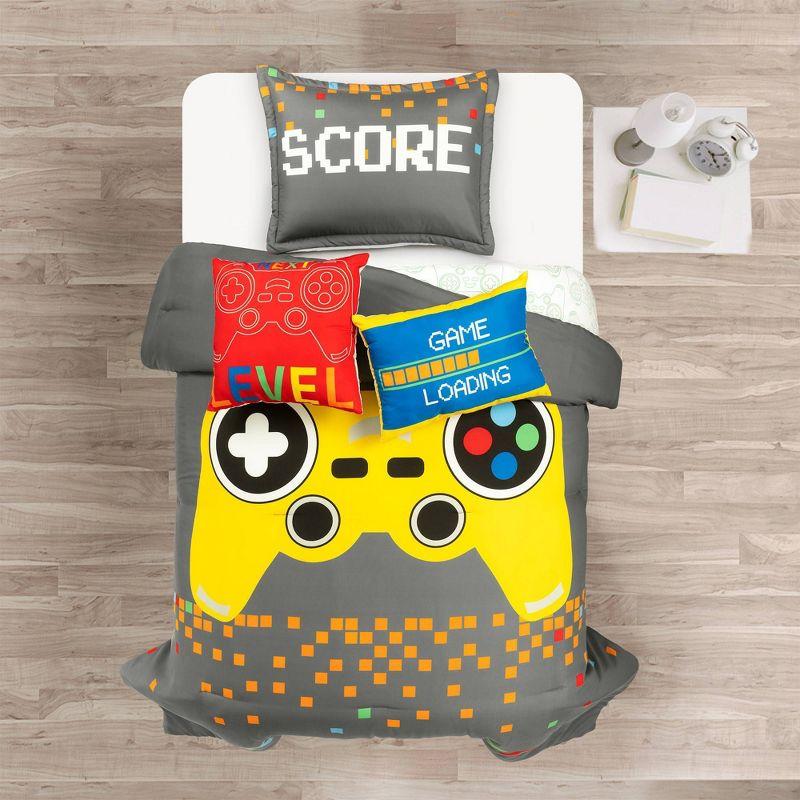 Video Games Reversible Oversized Comforter Gray (Set of 4)