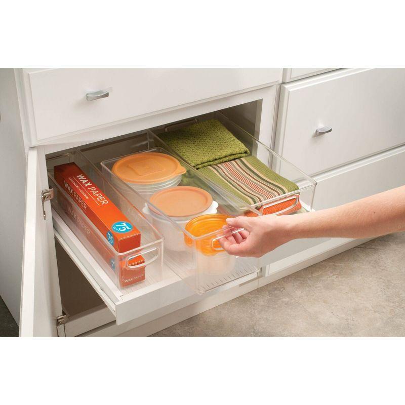 Clear Stackable Plastic Organizer Bin with Handles, 5 in. H x 4 in. W