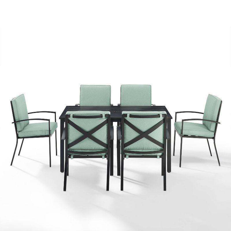 Kaplan 7pc Outdoor Dining Set with Arm Chairs Mist/Oil Rubbed Bronze - Crosley: Weather-Resistant Patio Furniture