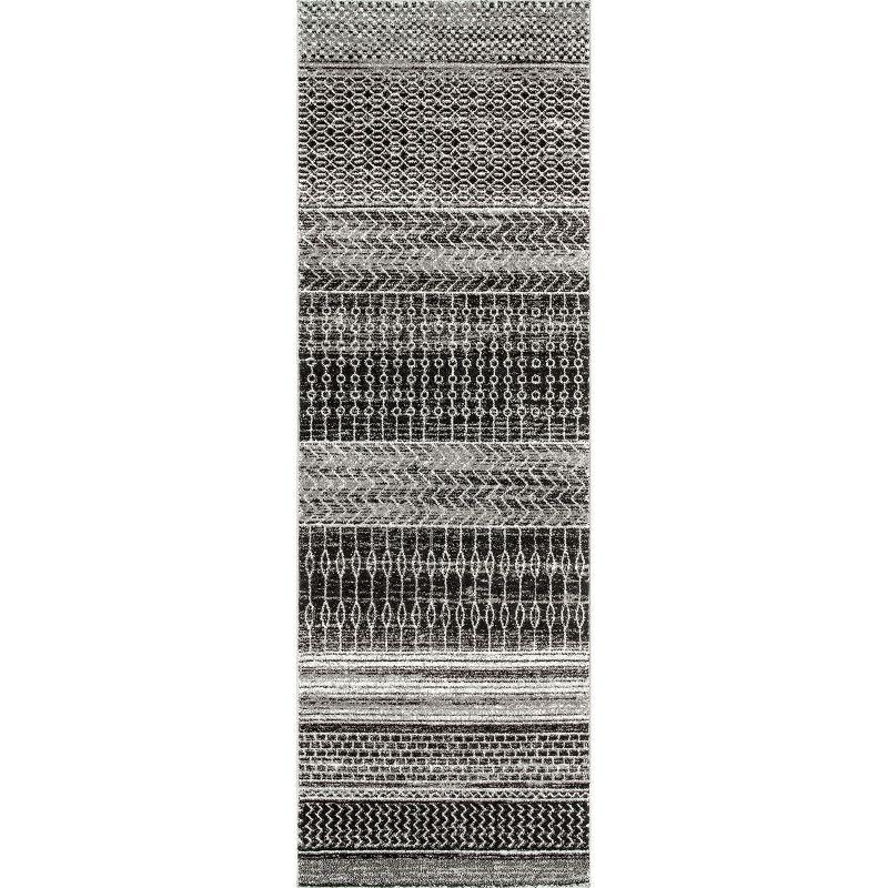 Nuloom Nova Striped 2x14 Runner Indoor Area Rug for Living Room Bedroom Dining Room Entryway Hallway Kitchen, Dark Grey/Ivory