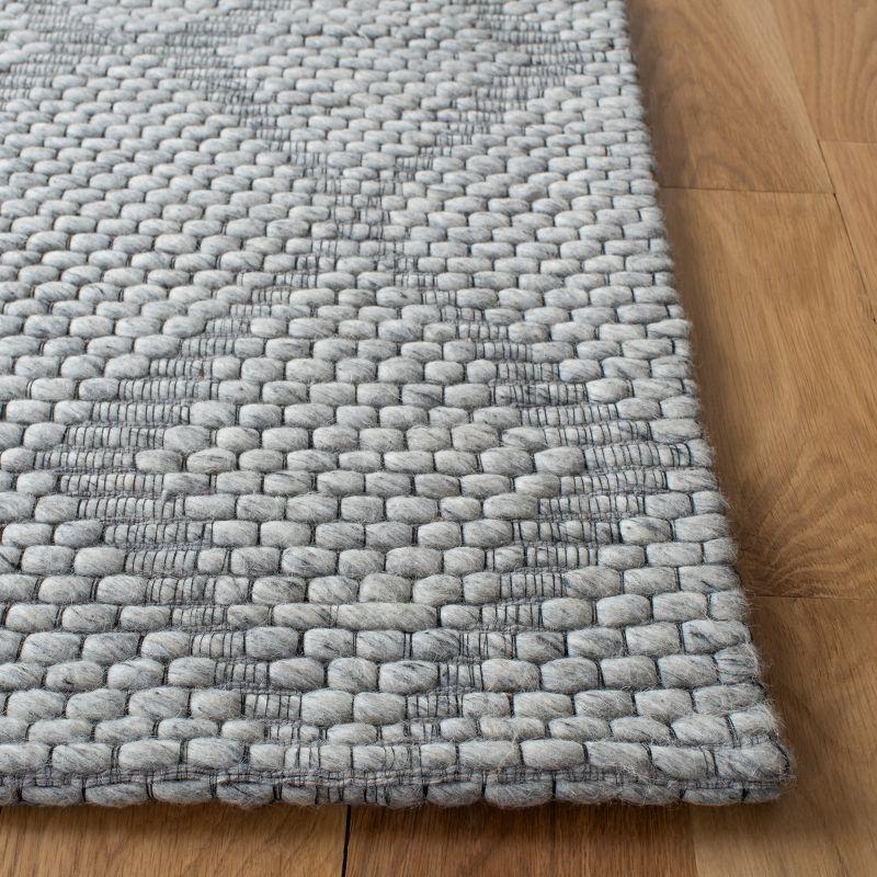 Gray Geometric Flat Woven Wool and Synthetic Square Rug