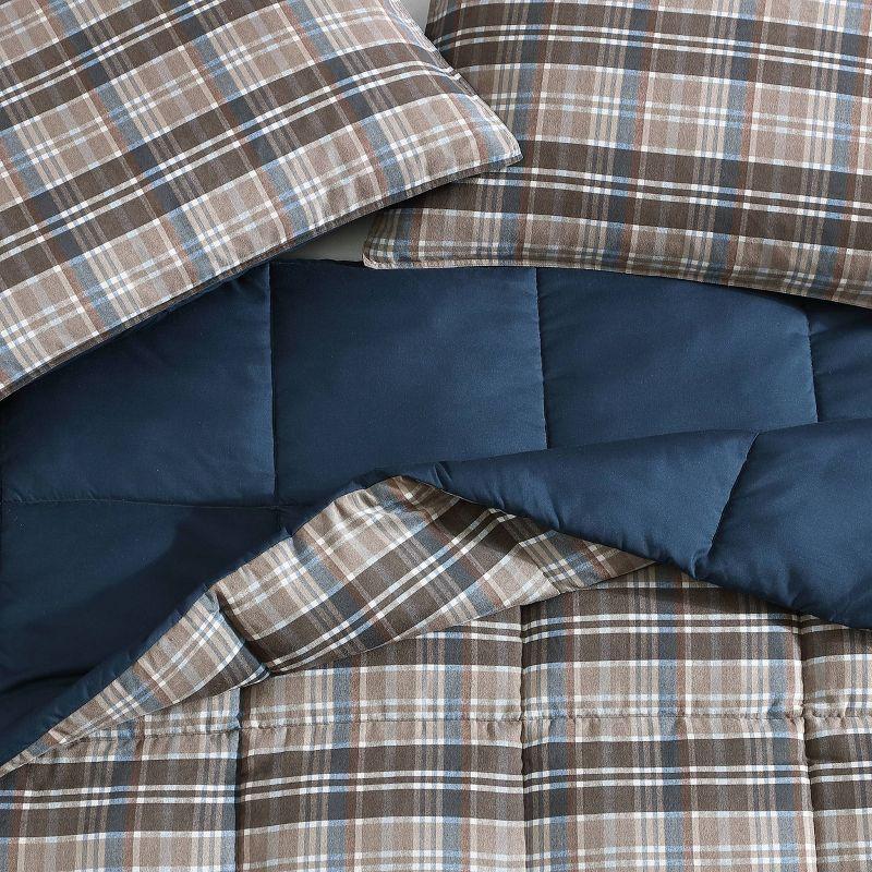 Eddie Bauer Rugged Plaid Brown Microsuede Reversible Duvet Cover Set