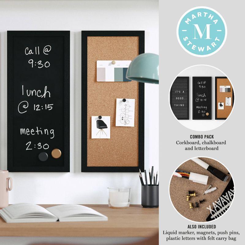 Thomas Martha Stewart Cork Board, Chalk Board, Letter Board Set with Included Push Pins, Magnets, Liquid Chalk