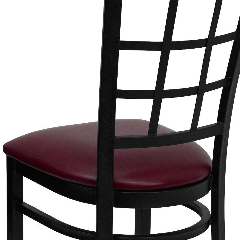 Hercules Series Black Window Back Chair with Burgundy Vinyl Seat