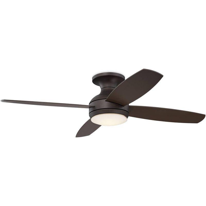 Casa Vieja 52" Casa Elite Mid Century Modern Indoor Ceiling Fan 4 Blade LED Light Remote Control Oil Rubbed Bronze Finish Bedroom Living Room Hugger