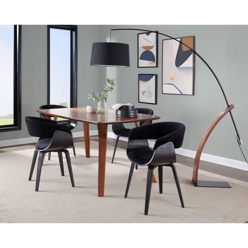 Robyn 67" Black and Walnut Arc Floor Lamp