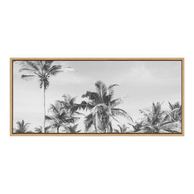 18" x 40" Sylvie Coastal Palm Tree Beach BW Frame Canvas by Creative Bunch - Kate & Laurel All Things Decor