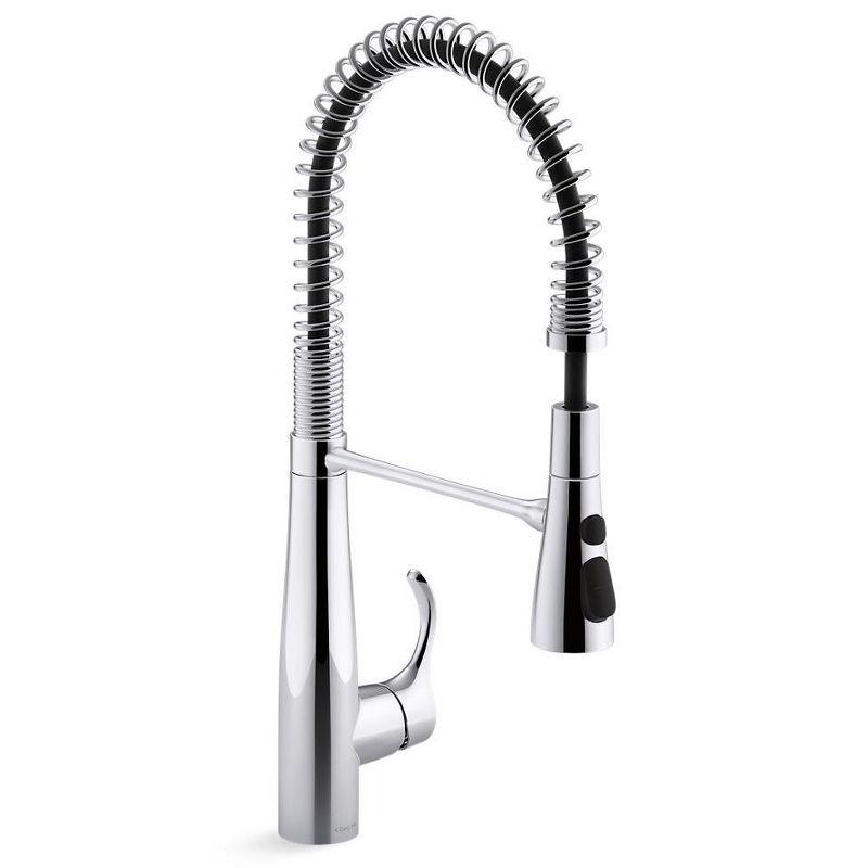 Kohler Simplice Single Handle Semi-Professional Pre-Rinse Kitchen Sink Faucet with Three-Function Pull Down Sprayer