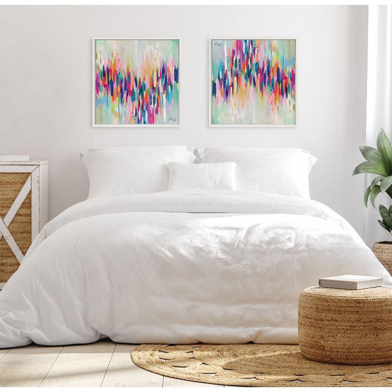Kate & Laurel All Things Decor 22"x22" Sylvie Brushstroke 154 Wall Art by EttaVee White: Modern Canvas, Framed Digital Art, Spring Theme
