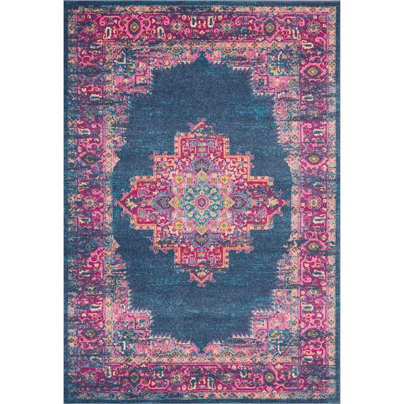 Nourison Passion Medallion Bohemian Indoor Rug Blue 6'7" x 9'6"