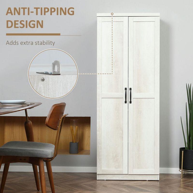 Resenkos Kitchen Pantry,63" 2-Door Kitchen Pantry, Freestanding Storage Cabinet with 5-tier Shelving and 2 Adjustable Shelves, Antique White